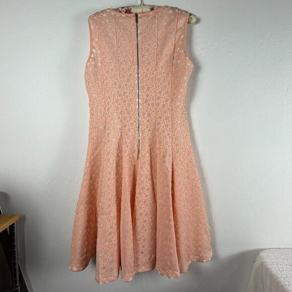 Calvin Klein Women's Floral Cut Out Print Fit & Flare Mini Dress Coral Orange 12 - Picture 2 of 12